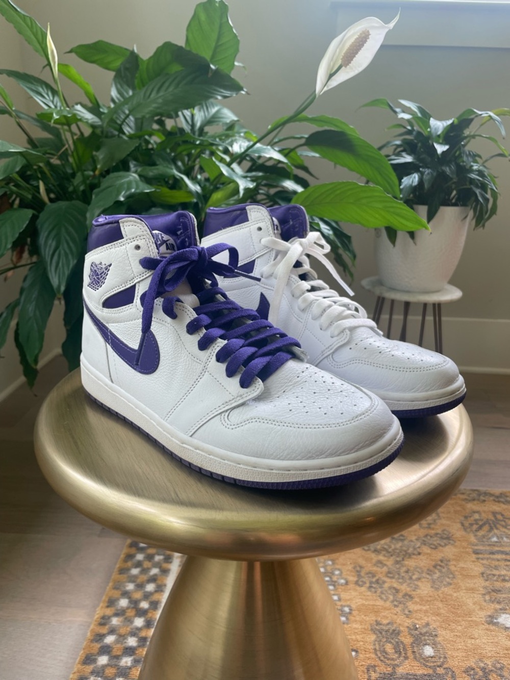 Nike Air Jordan w COA 1 Retro High OG Court Purple Women’s Sz 10 CD0461-151 - Picture 10 of 11